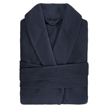 Navy Waffle Cotton-Blend Bath Robe
